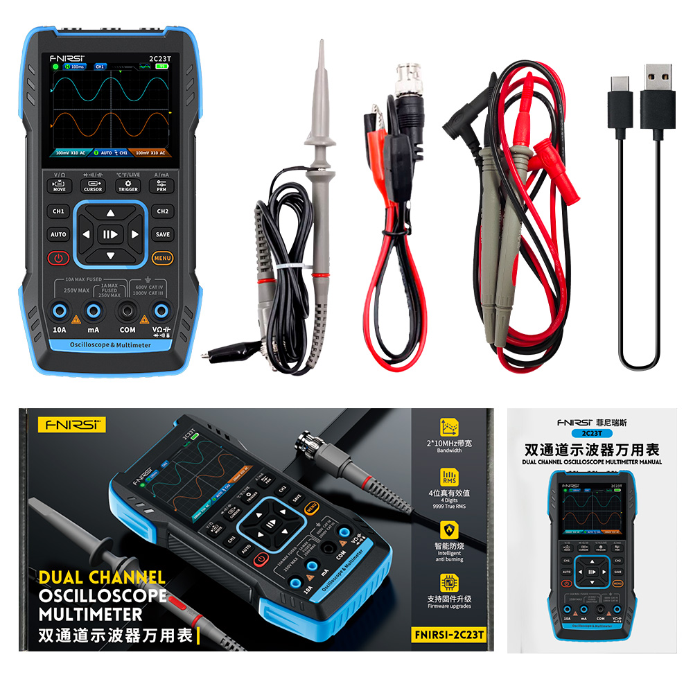 Osciloscopio digital 3 en 1 2C - Fnirsi Digital Oscilloscope Handheld reseña y precio