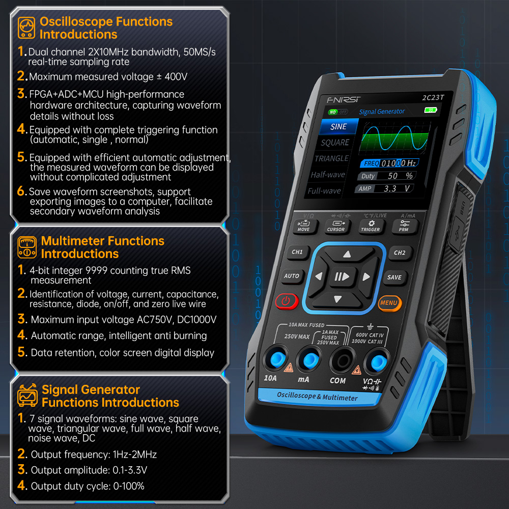 Osciloscopio digital 3 en 1 2C - Fnirsi Digital Oscilloscope Handheld reseña y precio
